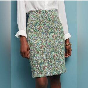 Anthropologie Maeve Textured Paisley Pencil Skirt SzXS